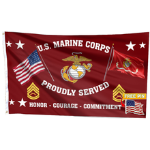 Load image into Gallery viewer, US Marine Corps Proudly Served Flag with FREE American Pin