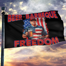 Load image into Gallery viewer, Beer Barbeque Freedom Trump Flag