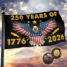 Load image into Gallery viewer, Patriotic 250th Anniversary U.S. Flag (1776–2026) + Veteran Coin - Bundle