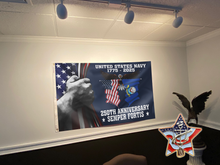 Load image into Gallery viewer, U.S. Navy 250 Years Anniversary Flag + Veteran Pin - Bundle