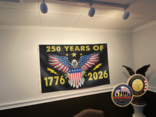Load image into Gallery viewer, Patriotic 250th Anniversary U.S. Flag (1776–2026) + Veteran Coin - Bundle