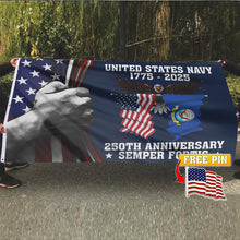 Load image into Gallery viewer, U.S. Navy 250 Years Anniversary Flag with FREE American Pin