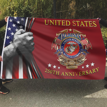 Load image into Gallery viewer, 250th Anniversary US Marine Corps Flag
