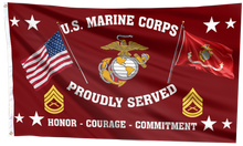 Load image into Gallery viewer, United States Marine Corps Proudly Served Flag