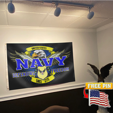Load image into Gallery viewer, Navy Defending Freedom Since 1775 Flag with FREE American Pin