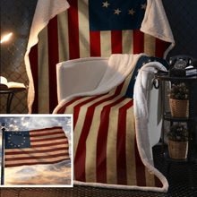 Load image into Gallery viewer, Betsy Ross Flag Sherpa Blanket - 50x60 + Free Matching 3x5&#39; Single Reverse Flag