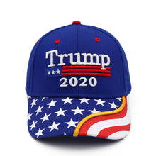 Load image into Gallery viewer, Trump 2020 Blue Flag Bill Hat - USA Flag Trump Hat