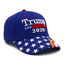 Load image into Gallery viewer, Trump 2020 Blue Flag Bill Hat - USA Flag Trump Hat