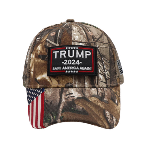 Trump 2024 Save America Again Camo - Velcro Patch Hat