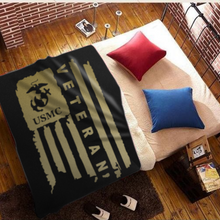 Load image into Gallery viewer, United States Marine Corps Veteran Sherpa Blanket - 50x60 + Free Matching 3x5 Single Reverse Flag