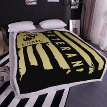 Load image into Gallery viewer, United States Marine Corps Veteran Sherpa Blanket - 50x60 + Free Matching 3x5 Single Reverse Flag