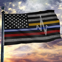 Load image into Gallery viewer, Heartbeat - First Responders Support Appreciation USA Flag