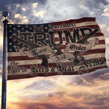 Load image into Gallery viewer, Trump 2020 Law and Order 2nd Amendment Sherpa Blanket - 50x60 + Free Matching 3x5&#39; Single Reverse Flag