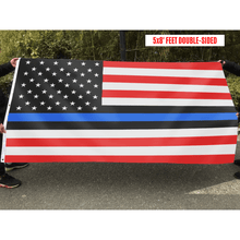 Load image into Gallery viewer, Blue Lives Matter Honoring Law Enforcement Officers Blue Thin Line Flag