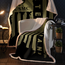 Load image into Gallery viewer, United States Marine Corps Veteran Sherpa Blanket - 50x60 + Free Matching 3x5 Single Reverse Flag