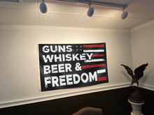 Load image into Gallery viewer, Guns, Whiskey, Beer and Freedom Flag (RTL)