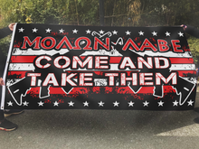 Load image into Gallery viewer, Molon Labe - Come And Take Them Rifle Flag w/ Free Punisher Pin (RTL)