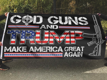 Load image into Gallery viewer, GOD Guns and Trump MAGA Flag