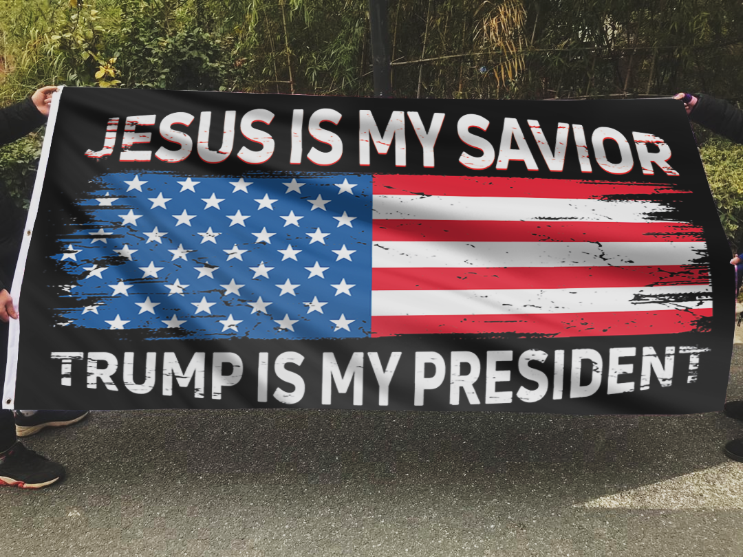 Jesus Is My Savior Trump 2024 Flag – 3x5 FT, Double Sided, Woven Poly Nylon