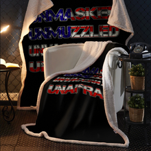 Load image into Gallery viewer, Unmasked. Unmuzzled. Unvaccinated. Unafraid. Premium Mink Sherpa Blanket (Black)