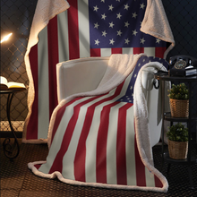 Load image into Gallery viewer, USA Flag Premium Mink Sherpa Blanket