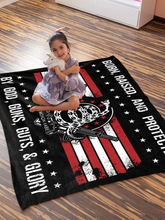 Load image into Gallery viewer, Born Raised and Protected Premium Mink Sherpa Blanket