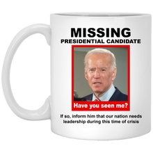 Load image into Gallery viewer, Missing Presidential Candidate 11 oz. White Mug