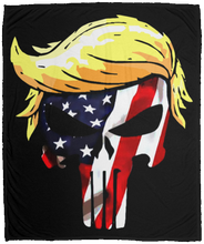 Load image into Gallery viewer, Punisher Trump USA Flag Fleece Blanket 50x60 + FREE MATCHING 3x5 SINGLE REVERSE FLAG