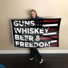 Load image into Gallery viewer, Guns, Whiskey, Beer and Freedom Flag