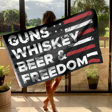 Load image into Gallery viewer, Guns, Whiskey, Beer and Freedom Flag