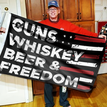 Load image into Gallery viewer, Guns, Whiskey, Beer and Freedom Flag