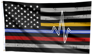 Heartbeat - First Responders Support Appreciation USA Flag