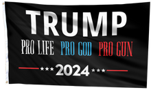 Load image into Gallery viewer, Trump Pro Life Pro God Pro Gun Flag