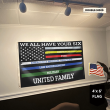 Load image into Gallery viewer, We All Have Your Six United Family - USA Flag + American Flag Lapel Pin - Flag Bundle