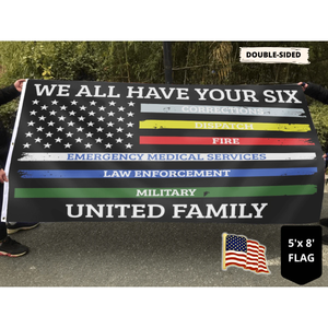We All Have Your Six United Family - USA Flag + American Flag Lapel Pin - Flag Bundle