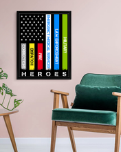 Load image into Gallery viewer, Heroes First Responder Deluxe Portrait Canvas 1.5in Frame