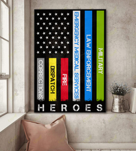 Load image into Gallery viewer, Heroes First Responder Deluxe Portrait Canvas 1.5in Frame