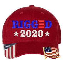 Load image into Gallery viewer, Rigged 2020 Embroidered Hat with USA Flag Pin