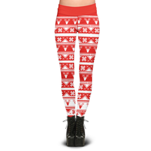 Load image into Gallery viewer, Holiday Christmas Red Snowflake Leggings