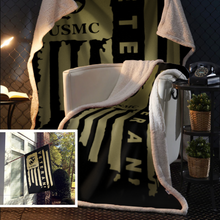 Load image into Gallery viewer, United States Marine Corps Veteran Sherpa Blanket - 50x60 + Free Matching 3x5 Single Reverse Flag