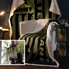 Load image into Gallery viewer, United States Army Veteran Sherpa Blanket - 50x60 + Free Matching 3x5 Single Reverse Flag