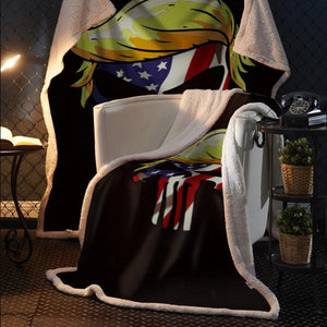 Punisher Trump USA Sherpa Blanket 50x60 + Free Matching 3x5 Single Reverse Flag