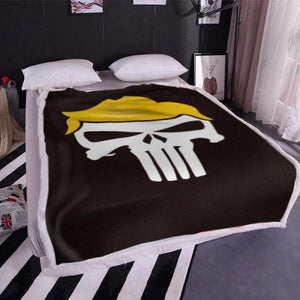 Punisher Trump Sherpa Blanket 50x60 + Free Trump Punisher Flag 3x5 Single Reverse Flag