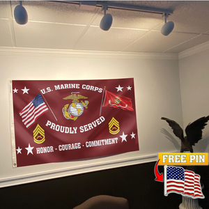 US Marine Corps Proudly Served Flag with FREE American Pin