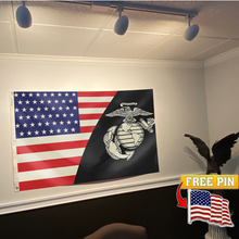 Load image into Gallery viewer, Marine Corp Flag with FREE American Pin