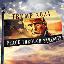 Load image into Gallery viewer, Trump 2024 Peace Through Strength Flag