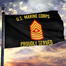 Load image into Gallery viewer, U.S. Marine Corps Proudly Served - SgtMaj Chevron Flag