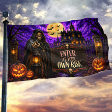 Load image into Gallery viewer, Enter at Your Own Risk Halloween Flag