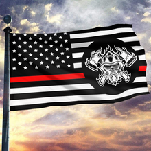 Load image into Gallery viewer, Thin Red Line Firefighter Mask Patriotic Flag