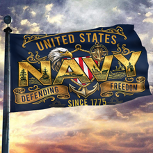 Load image into Gallery viewer, United States Navy Defending Freedom Flag